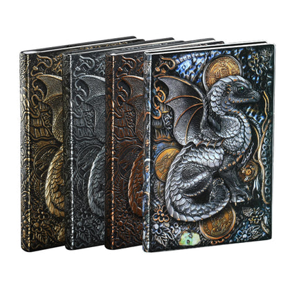 Carnet de notes A5 en relief avec motif dragon volant 3D, fait à la main, couverture en cuir, cadeau pour homme, voyage, pensées, notes, poésie