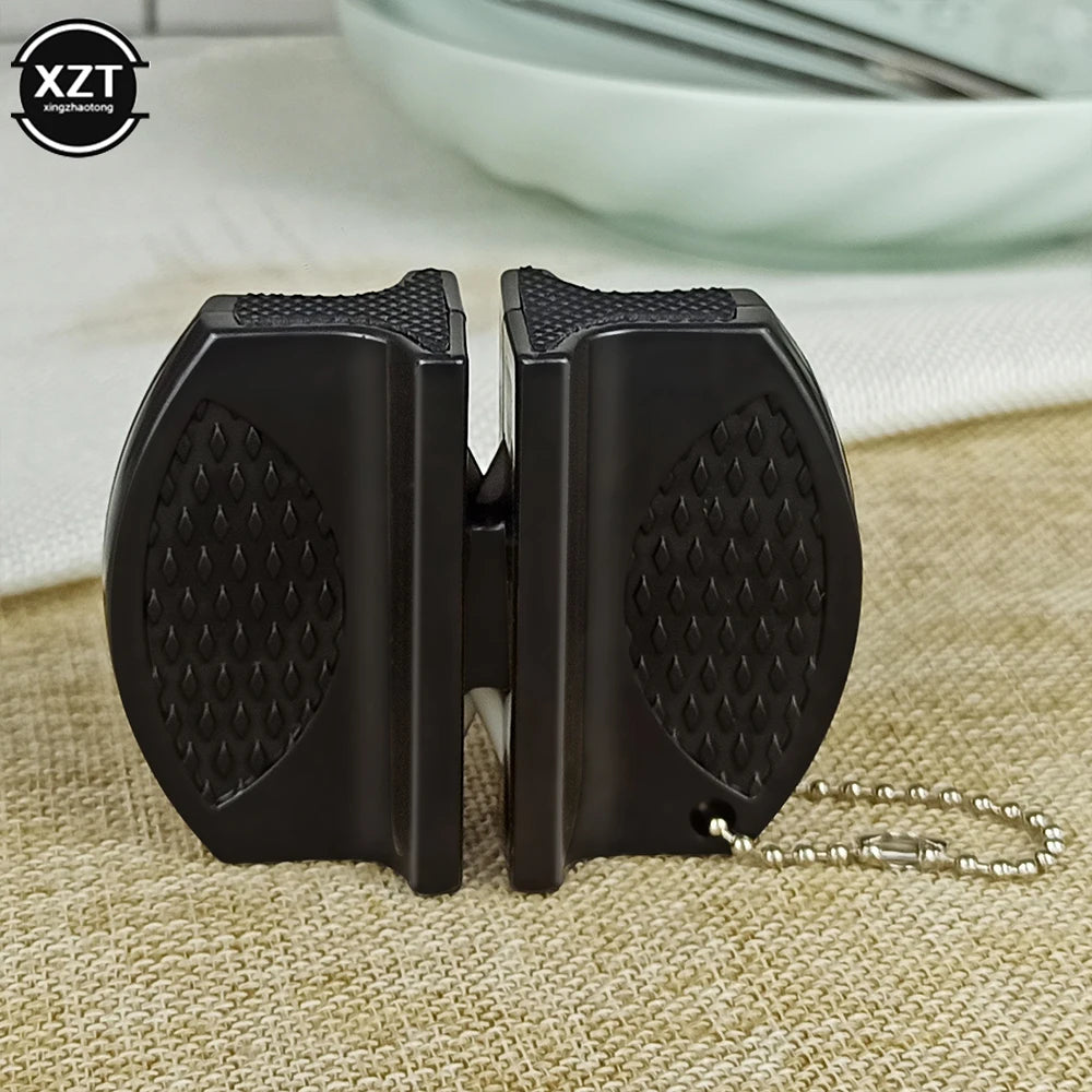Mini Knife Sharpener Rough and Delicate Double sided Sharpener Portable Ceramic Sharpener Pocket Outdoor Camping and Hiking
