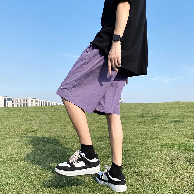 Pantalons courts pour hommes, pantalons décontractés d'été, pantalons à cordon de serrage, salopettes coréennes simples et polyvalentes, pantalons amples tendance pour hommes