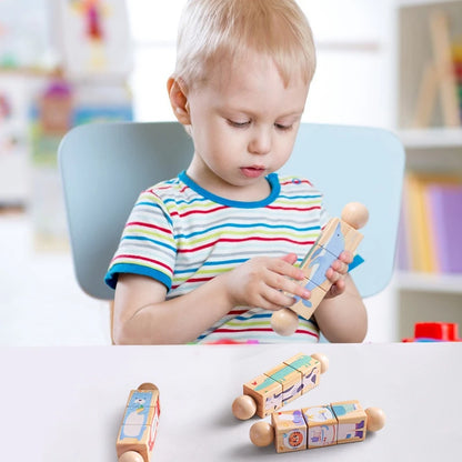1pc Baby Wooden Rattle Toys Rotating Animal Matching Newborn Soothing Toy 0 12 Months Rotating Puzzle Montessori Toys for Babys