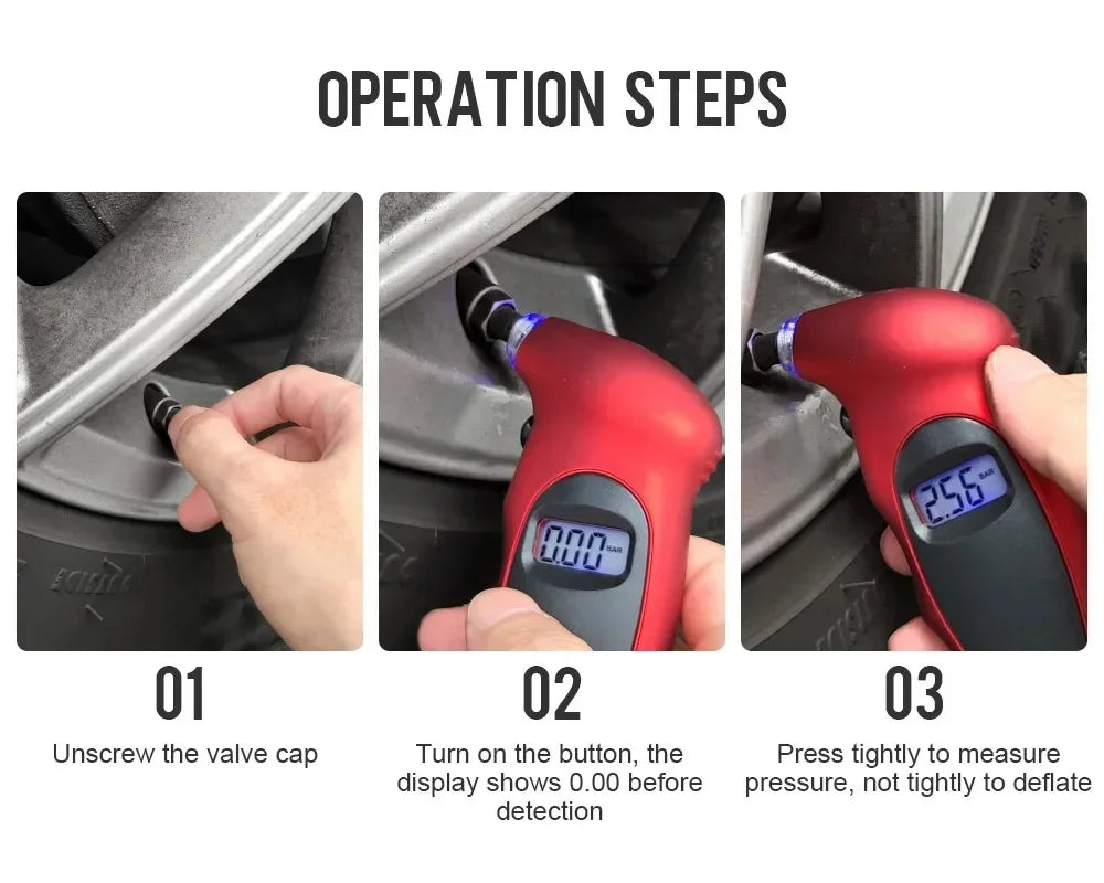 Mini manomètre numérique pour pneus de voiture, outil de diagnostic pour pneus de moto, écran LCD, jauge de pression des pneus, PSI, kPa
