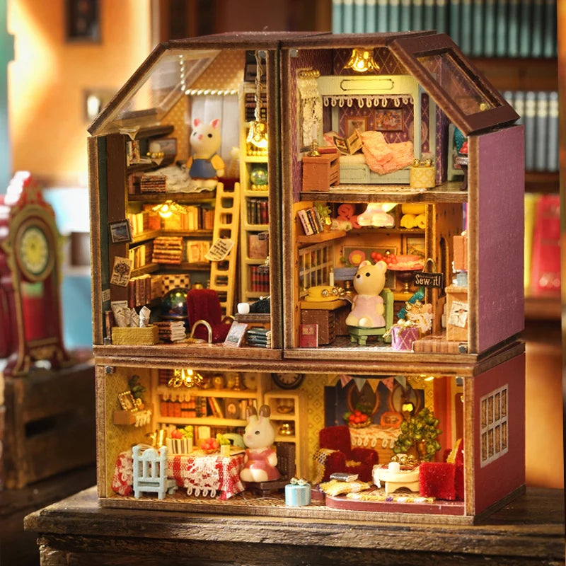 Kit de bricolage pour mini-poupées, maison de poupée, jouets de chambre, décoration de chambre à coucher avec meubles, artisanat en bois, puzzle 3D, anniversaire de fille
