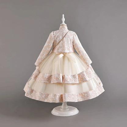 New Girls' Dress Two Piece Set 3-10 Years Old Gorgeous Christmas Performance Dress Autumn Girls' Party Prom Dress