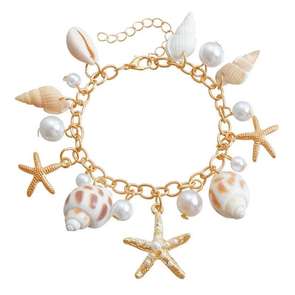 Chaîne de taille bohème d'été, pendentif en forme d'étoile de mer, coquillage, lien de taille ajouré, chaîne de corps pour bikini de plage pour femmes