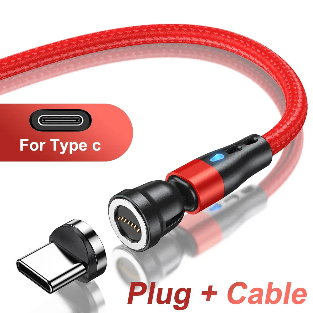 AUFU 5A Magnetic Cable 540 Rotate Fast Charging Magnetic USB Type C Cable For iPhone 14 Samsung Xiaomi Realme Mobile Phone Cable