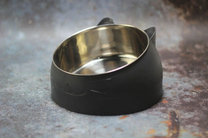 Stainless Steel Cats Food Bowls Non-slip Crash Pets Bowls Lovely Inclined Kitten Puppy Food Drinking Water Feeder Premium Design