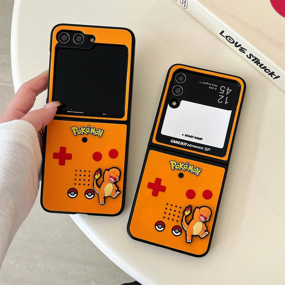 Japan Anime P-Pokemon Phone Case For Samsung Galaxy Z Flip 6 zflip7 Z Fold 3 4 5 7 zfold4 zflip6 Squirtle Charmander Cover