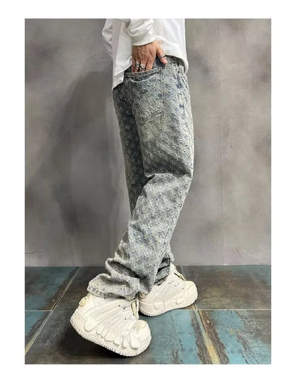 Ccowboy Shorts Men's Summer Workwear Pants Loose Straight Leg Mid Length Pants Elastic Waist American High Street Trendy Shorts