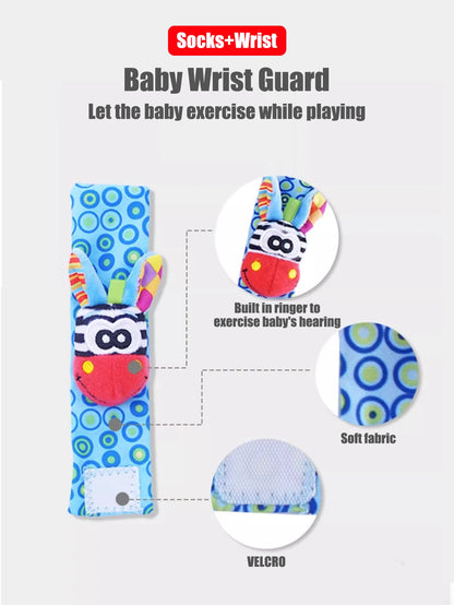 Baby Early Sensory Toys Cartoon Wrist Ring Socks Bed wrapping, bed hanging, soothing cloth toy, sleep soothing towel Baby Rattle