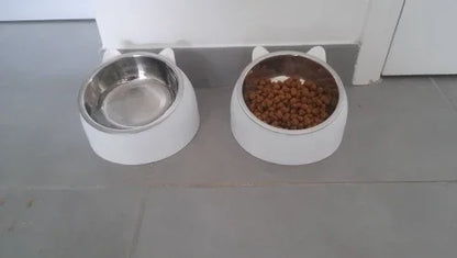 Stainless Steel Cats Food Bowls Non-slip Crash Pets Bowls Lovely Inclined Kitten Puppy Food Drinking Water Feeder Premium Design