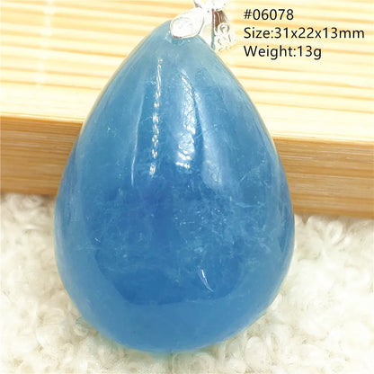 Natural Blue Aquamarine Pendant Clear Water Drop Women Men Brazil Aquamarine Crystal Necklace Jewelry AAAAA