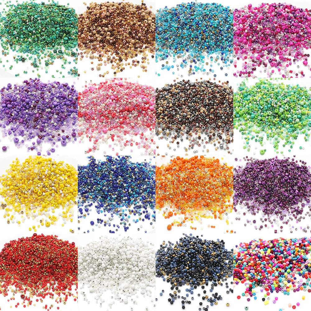 18g Mix Size 1.5-4mm Crystal Seed Beads Round Solid Colors Loose Spacer Glass Beads for Fashion DIY Handmade Bracelet Jewelry