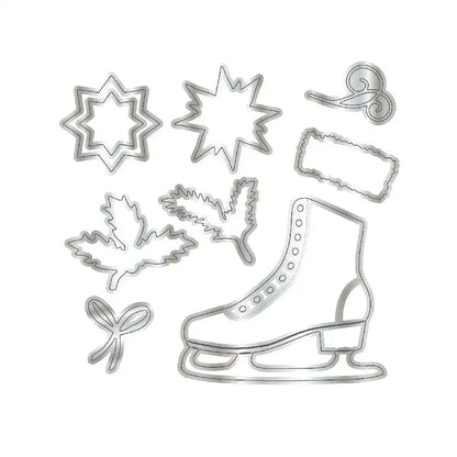 Winter Wonderland Christmas Ice Skate Snowflake Poinsettias Cutting Dies Hot Foil Scrapbooking Diary Decorate Embossing Template