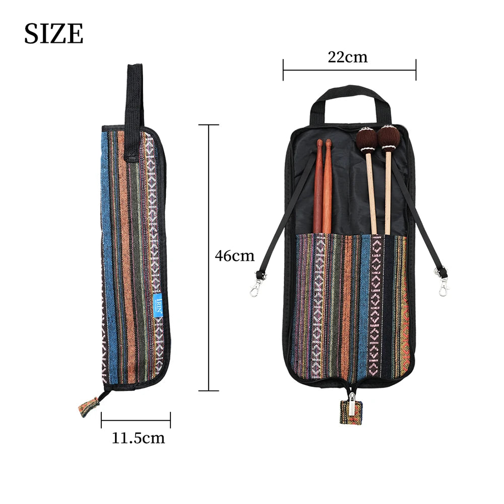 IRIN Drumstick Bag Portable Waterproof Cotton Drum Stick Bag Storage Case Percussion Drum Instrument Accessories Drumstick Bag