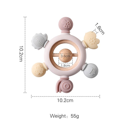 1Pcs Baby Silicone Teether Ring BPA Free Rattles Bracelet Food Grade Newborn Baby Accessories Cartoon Silicone Teething Toys