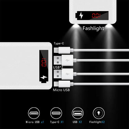 Dual USB Micro USB Type C Power Bank Shell 5V DIY Shell 18650 Holder Cases Detachable Battery Charge Storage Box Without Battery
