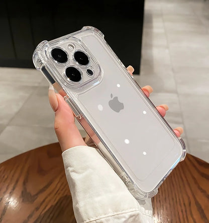 Luxury Clear Shockproof Phone Case For iPhone 15 14 13 12 11 Pro Max X XR XS Max 7 8 15 Plus Transparent Bumper Soft Cases Cover