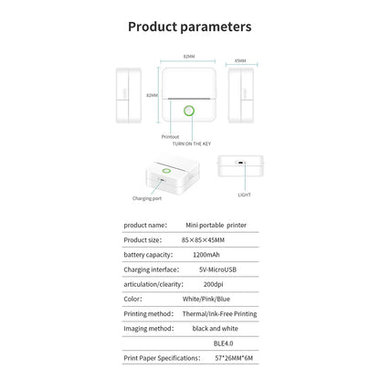 X6 Mini Pocket Sticker Printer Bluetooth Wireless Connection Portable Sticker Maker for Learning, Note, Journal, DIY, Work