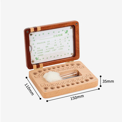 English Japanese Chinese Baby Wood Tooth Box Organizer Umbilica Save Gifts Milk Teeth Storage Box Birthday Baby Souvenir Gifts