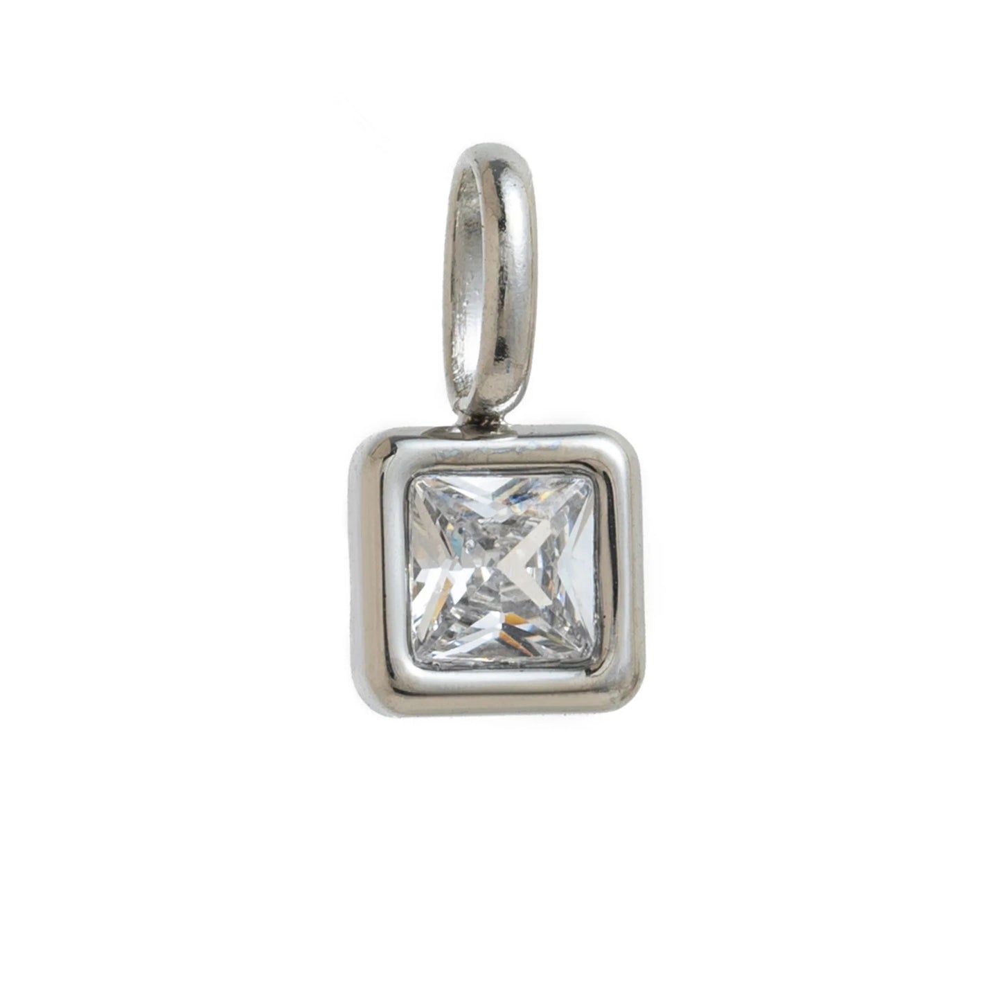 Nouveautés en acier inoxydable, breloques avec 12 pierres de naissance pour femmes et filles, pendentifs carrés colorés à la mode, accessoires de bijoux DIY