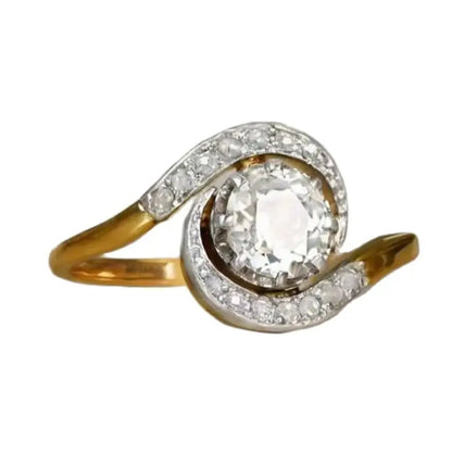 Bagues exquises en zircone de forme ronde incrustée de couleur or pour femmes, bijoux de soirée, nouvelle tendance 2024