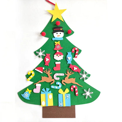 Felt Christmas Tree Gifts for Toddlers Kids with Led String Light, 3.2ft Wall Hanging DIY Xmas Tree 32 Ornaments Home Decoration