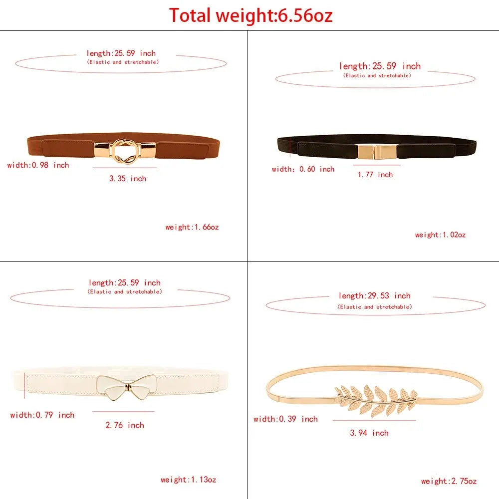 4-Piece Combination Women's Belt And Waist Chain With Dress