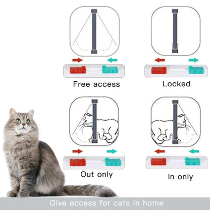 Dog Cat Flap Door with 4 Way Security Lock Flap Door for Dog Cats Kitten ABS Plastic Small Pet Gate Door Kit Cat Dogs Flap Doors