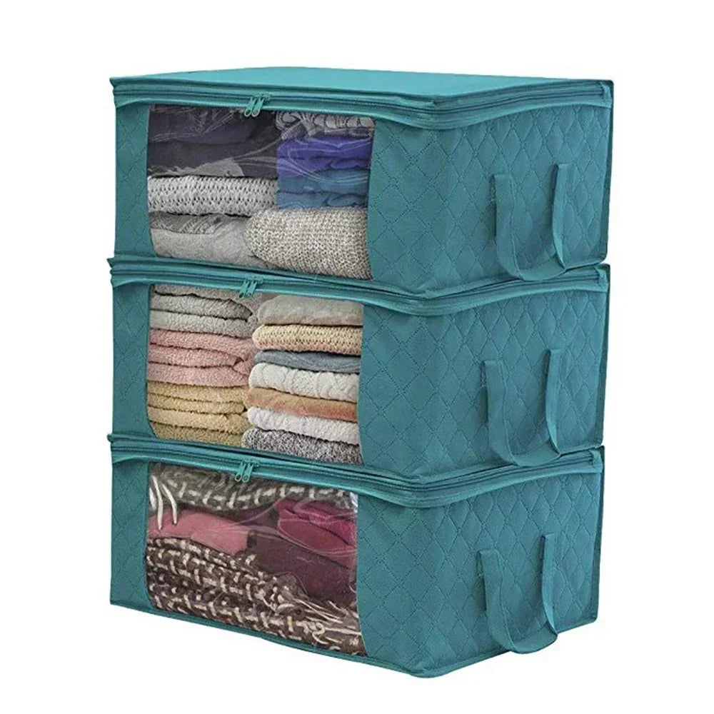 Foldable Home Closet Storage Bag Clothes Quilt Blanket Zipper Organizer Box Large Capacity Non-woven Storage Boxes 49×36×21cm