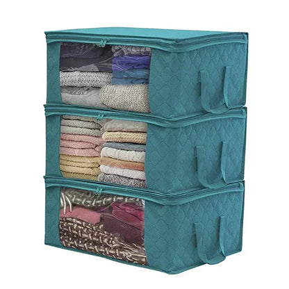 Foldable Home Closet Storage Bag Clothes Quilt Blanket Zipper Organizer Box Large Capacity Non-woven Storage Boxes 49×36×21cm