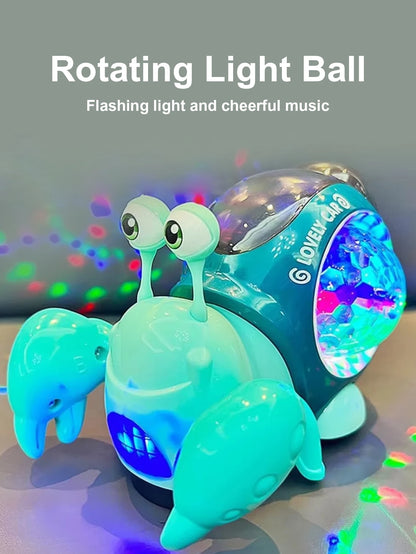 Children's electric universal snail hermit crab light music detachable electric puzzle early education toy without battery