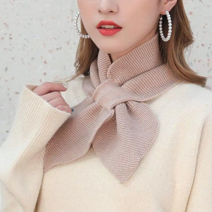 Knitted Cross Scarf Women Warm Casual Turtleneck Neck Warmer Detachable Winter Windproof Sweater Bowtie Scarf