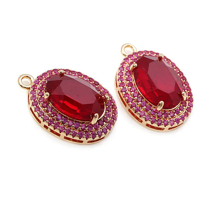 4PCS 18K Gold Color Brass Zircon Glass Oval Charms Pendants Necklace Earrings Diy Jewelry Accessories Rosediy official-website