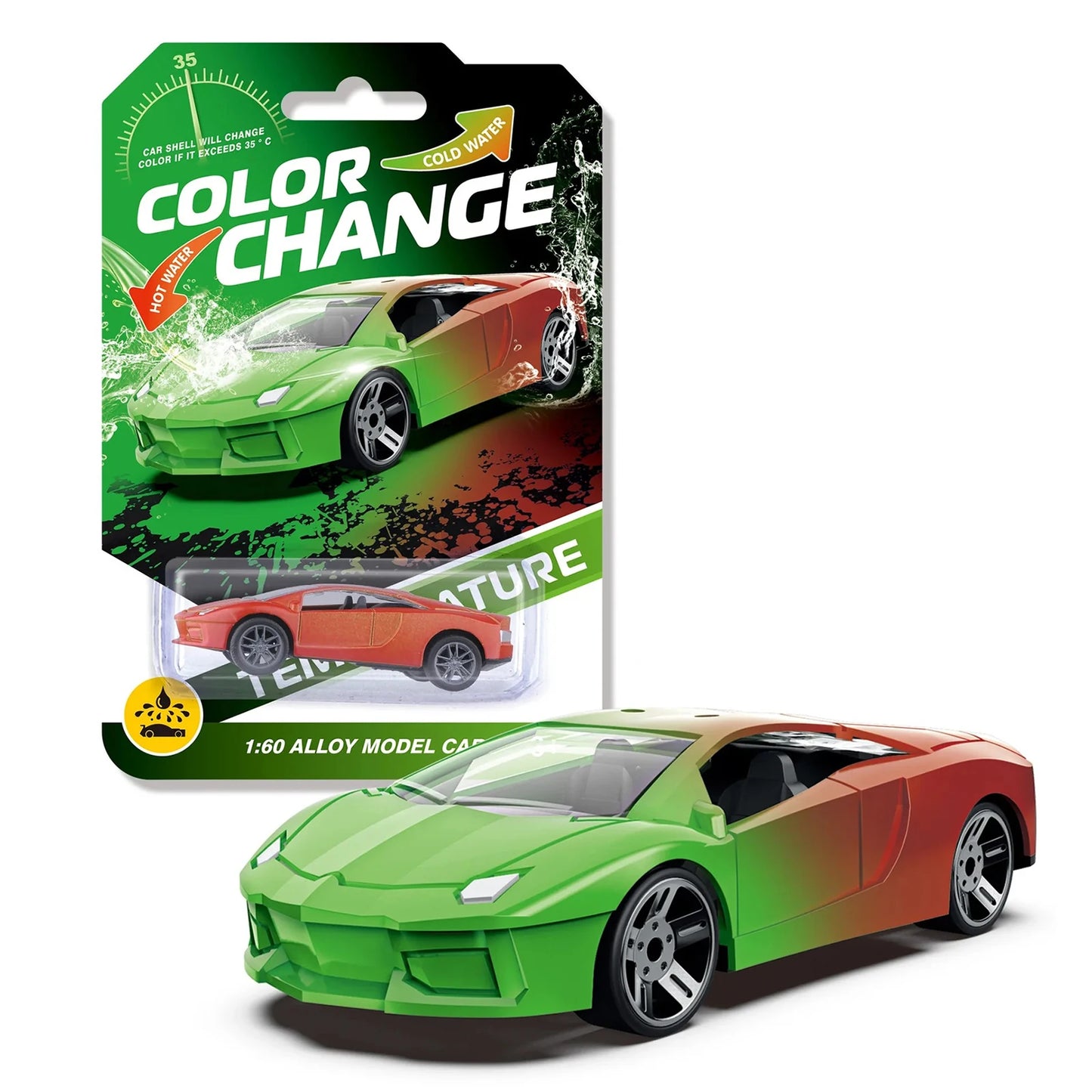 Magic Mini Water & Temp Color Change Alloy Car 1:64, Pull Back Racing Model with Durable Crash-Proof Slide for Boys Kids Gifts