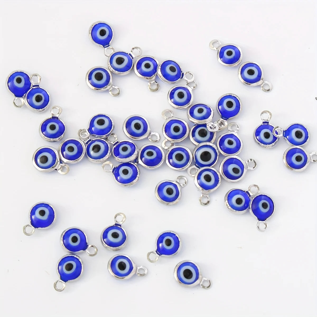 Lot de 40 pendentifs œil en verre transparent pour fabrication de bracelets, chaînes de pied, de taille et de colliers