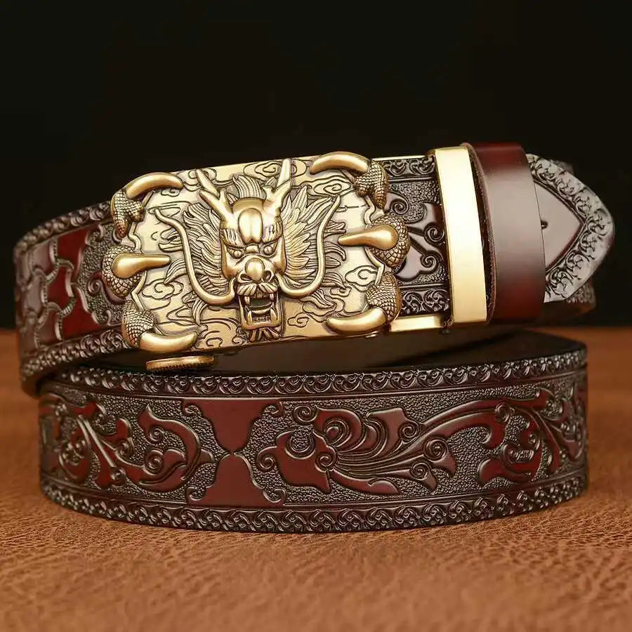 Genuine leather belts men's belt, personalized punk fashion, carved high-end fashion luxury brand belts for women