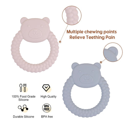 1Pcs Baby Teether Silicone Toy BPA Free Cartoon Bear Nursing Teething Gifts Baby Health Molar Chewing Newborn Accessories Toy