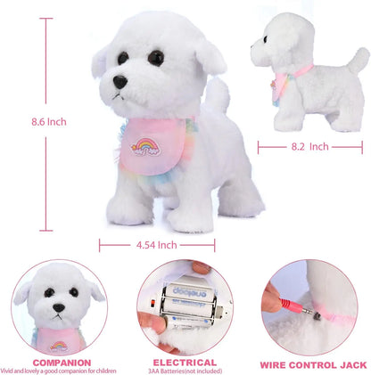 Jouet interactif électronique en peluche pour enfant, qui secoue la queue, fait semblant de s'habiller, chien en peluche qui aboie et marche avec laisse