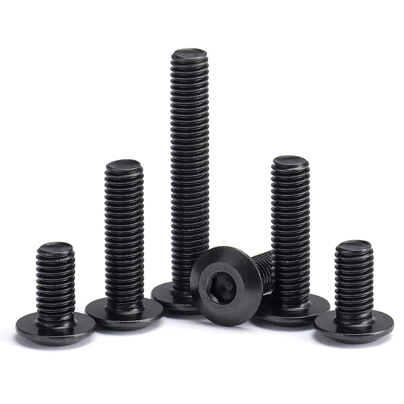 Lot de 10, 20 ou 50 vis à tête plate hexagonale à six pans creux en acier au carbone noir M3 M4 M5 M6 M8 pour meubles