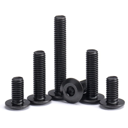 Lot de 10, 20 ou 50 vis à tête plate hexagonale à six pans creux en acier au carbone noir M3 M4 M5 M6 M8 pour meubles
