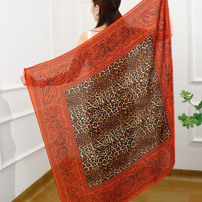 ELAIFRUIHAO Foulard en soie florale pour femme, hijab, bandana imprimé, grand format, carré, 110 cm, en satin