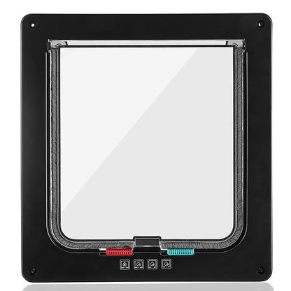 Dog Cat Flap Door with 4 Way Security Lock Flap Door for Dog Cats Kitten ABS Plastic Small Pet Gate Door Kit Cat Dogs Flap Doors