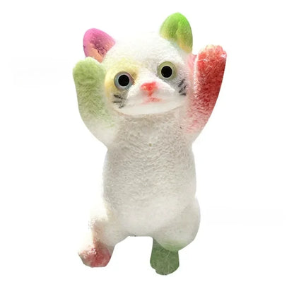 Squishy Cat Stress Relief Decor Taba Shocked Kitten Fidget Doll Soft Squeeze Plush for Pet Lovers, Home Office Decor Relax Gift