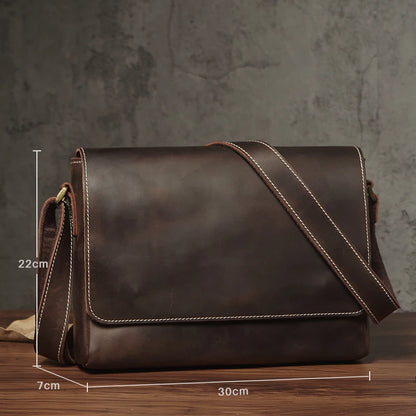 Sac à bandoulière NUKA en cuir véritable pour homme, style rétro, original, en cuir de vache, horizontal, à rabat, pour iPad 11 pouces