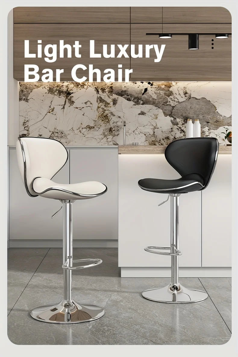 Adjustable Artistic Bar Stool with High Back - Sleek, Ergonomic Seating for Home Bars and Kitchen Islands