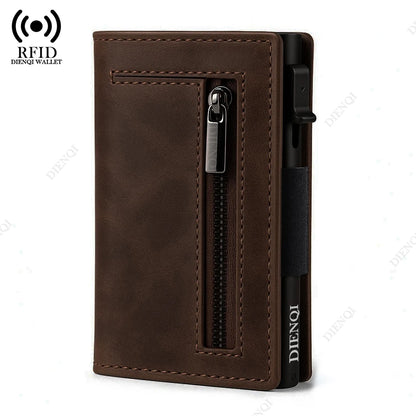 Engraved  Wallets Rfid Credit Card Holder Carbon Fiber Luxury Brand Cardholder Case Leather Magnetic Coin Purse Wallet for Men
