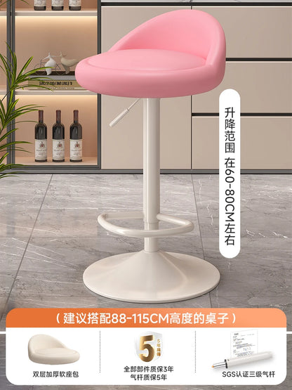 Minimalist Modern Home Elevated Foot Stool Adjustable Backrest Seat Creamy Milk Tea Shop Dining Stool Kitchen Island Seat