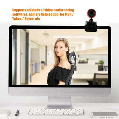 Webcam HD USB 2.0 avec microphone, caméra Web 360 degrés pour ordinateur portable, compatible Skype/MSN
