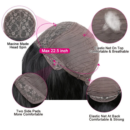 Perruques ondulées en cheveux humains avec frange pour femmes, entièrement fabriquées à la machine, 45 à 81 cm, perruque bouclée profonde, cheveux Remy, couleur naturelle