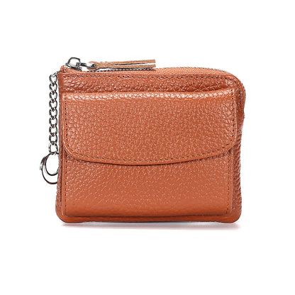 2023 New Genuine Leather Women Mini Wallet Ladies Short Wallets and Purses Zipper Leather Coin Purse Keychain Coins Pocket Bag